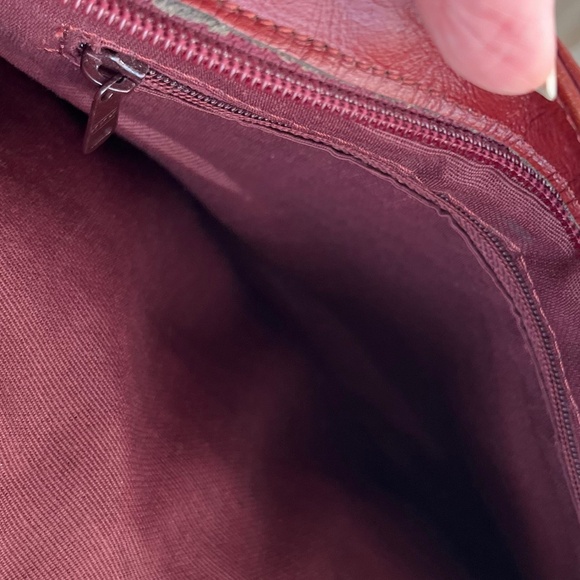 Vintage Double-Zip Chestnut Leather Shoulder Bag 12x9x3 - Picture 9 of 9